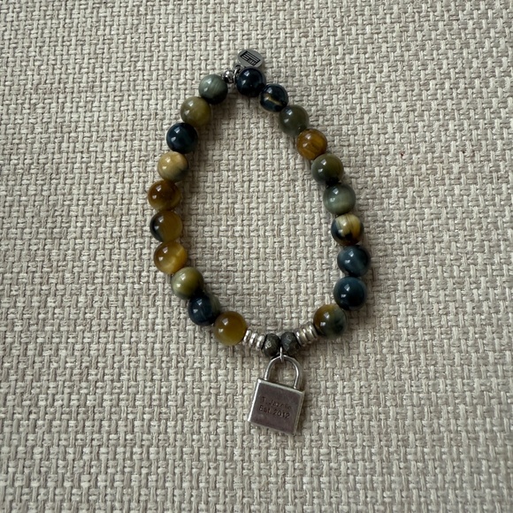 T Jazelle Unbreakable Sterling Silver Lock Bracelet in Dream Tiger's Eye - Picture 2 of 3